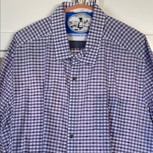 Kenneth Cole Men’s Purple Checkered Button-Up Shirt size XXL